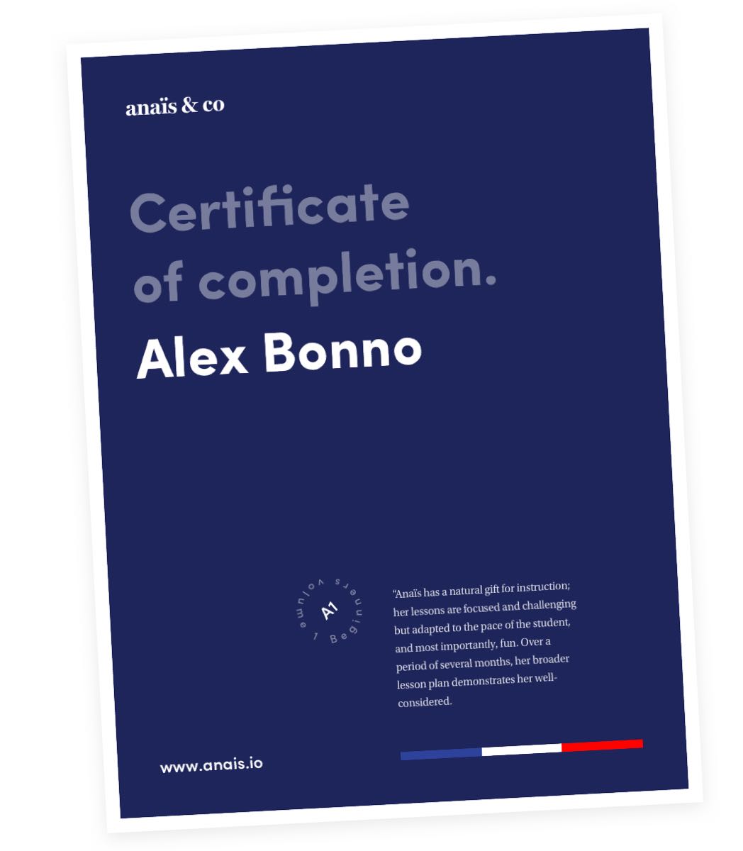 Photo of certificate of completion